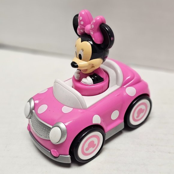 Disney Pink White Polka Dot Minnie Mouse Car Toy Push Go Racer - Picture 2 of 7
